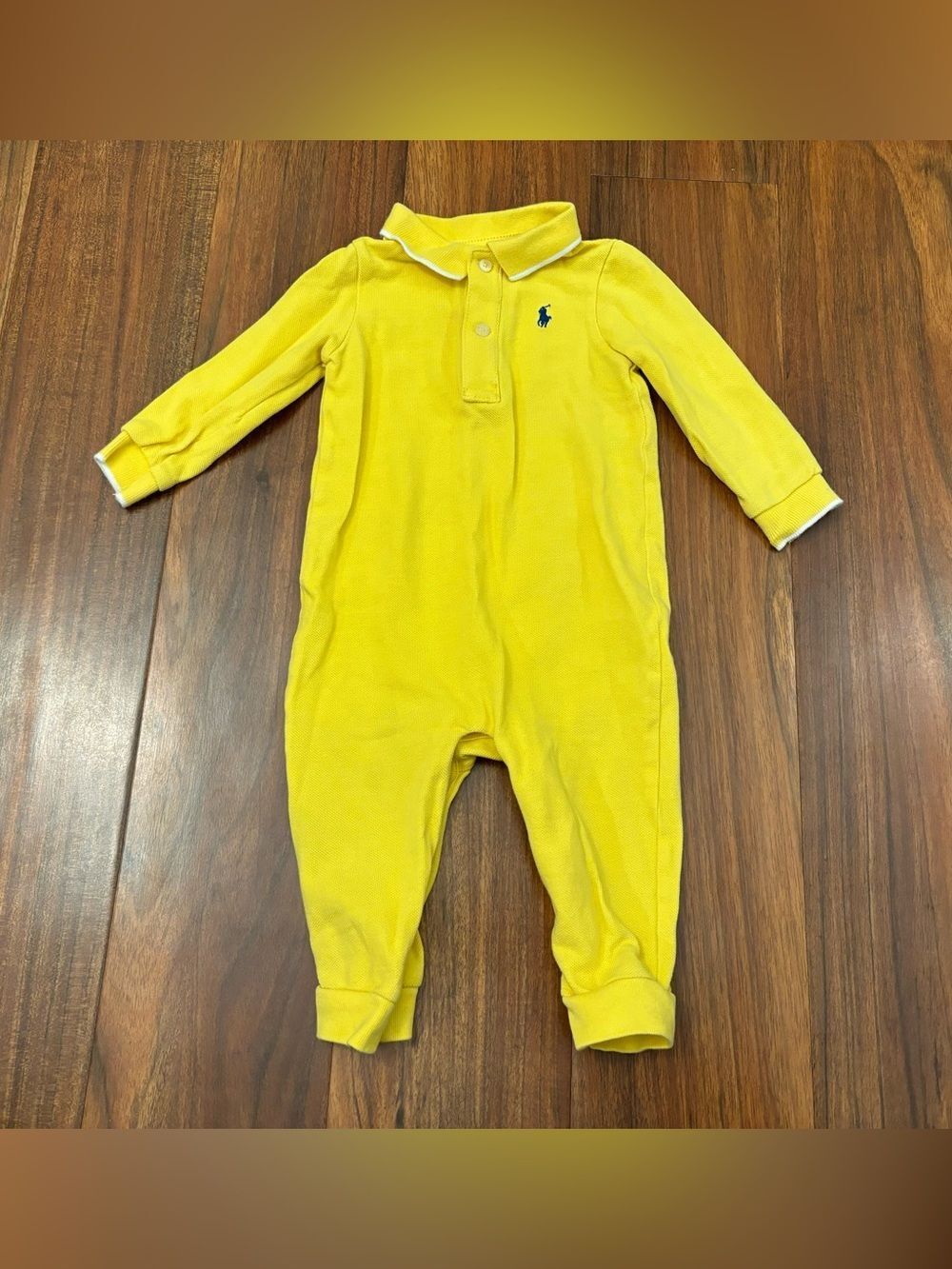 Ralph Lauren bright yellow long sleeve collared jumpsuit
